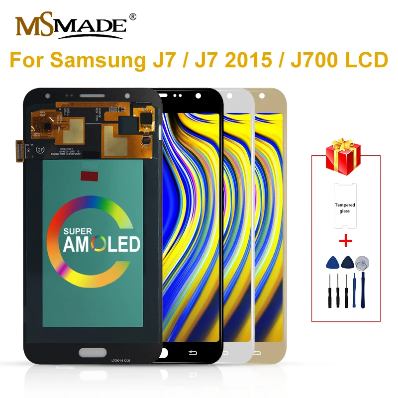 ЖК дисплей Super AMOLED для SAMSUNG Galaxy J7 2015 J700 J700H сенсорный экран J700F J700M дисплей|Экраны мобильных телефонов| |