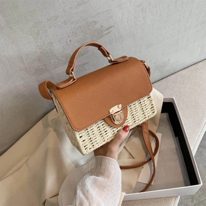 Fashion Rattan Women Handbags Wicker Weave Shoulder Crossbody Bags Casual Summer Beach Straw Bag Lady Small Bali Purses 2021 |