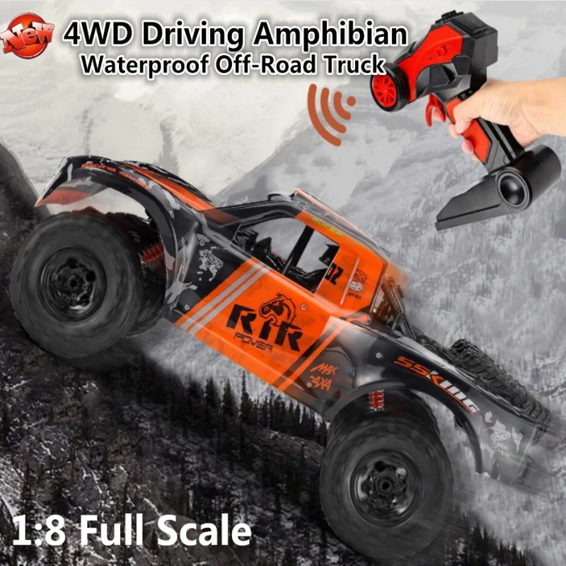 Обновленный 1:8 полномасштабный большой вездеход-амфибия 2,4G 4WD водная земля водонепроницаемый высокоскоростной пульт дистанционного управления RC автомобиль подарок для мальчика