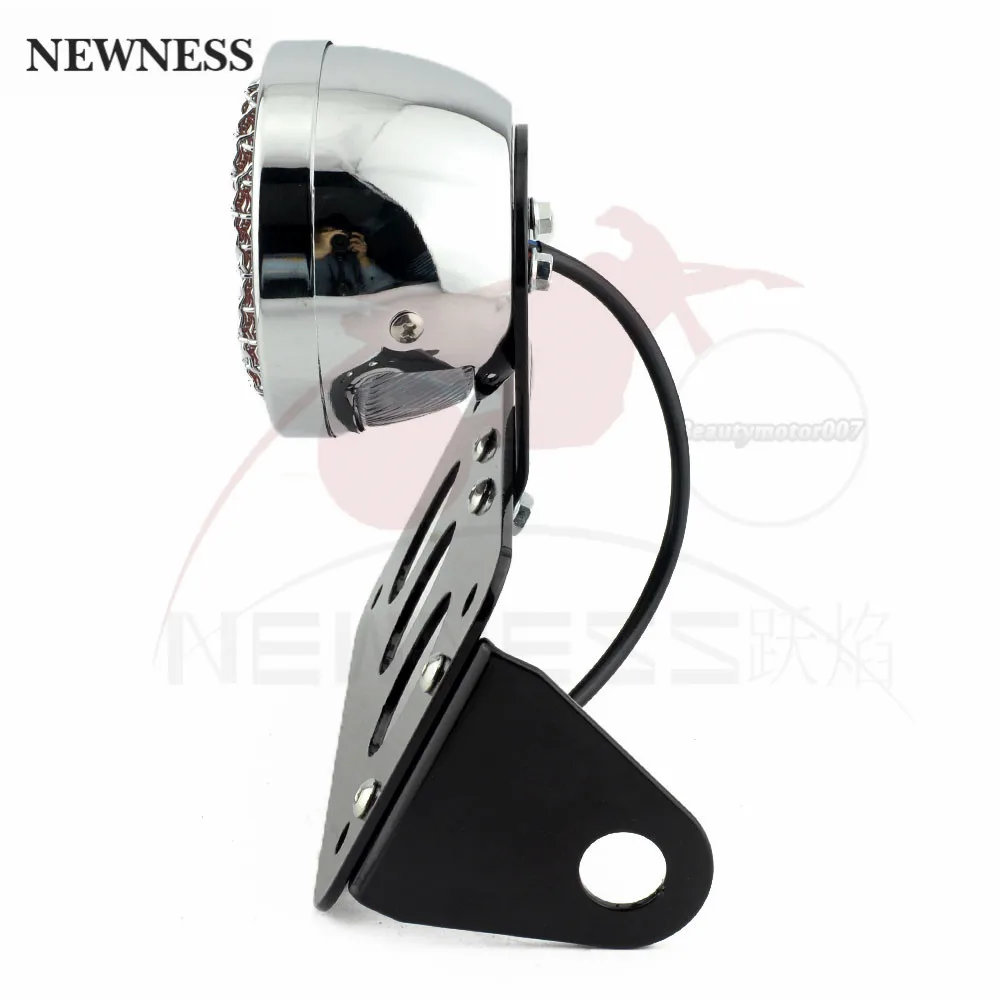 Motorcycle LED Side Mount Rear Stop Tail Light White License Number Plate Bracket Holder For Harley Sportsters Bobber Chopper