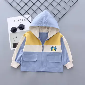 

New Autumn Windbreaker Kids Jacket Boys Cute patchwork Baby Outerwear Coats Boys Kids Hooded Children jacket Clothing 0-5 years