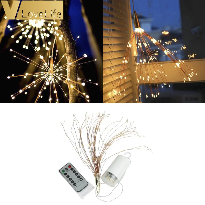 DIY фейерверк 200 светодиодный светильник Феи веревки складной на батарейках Gerlyanda