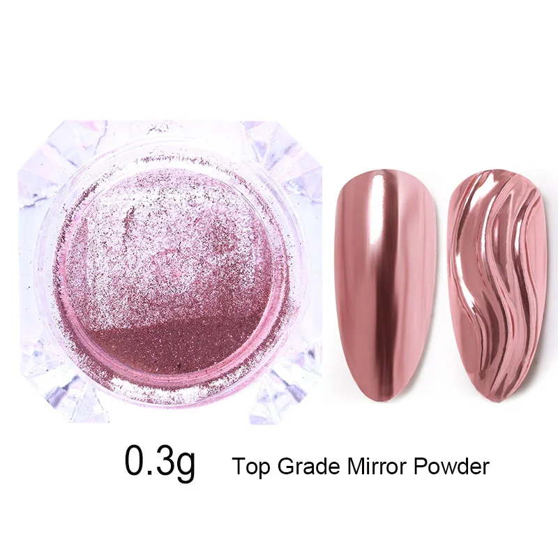 Rose Gold Зеркальный пигмент для ногтей порошок ногтей блестит металлический цвет УФ-гель для дизайна ногтей Полировка розовое золото серебро украшение - Цвет: Rose Gold