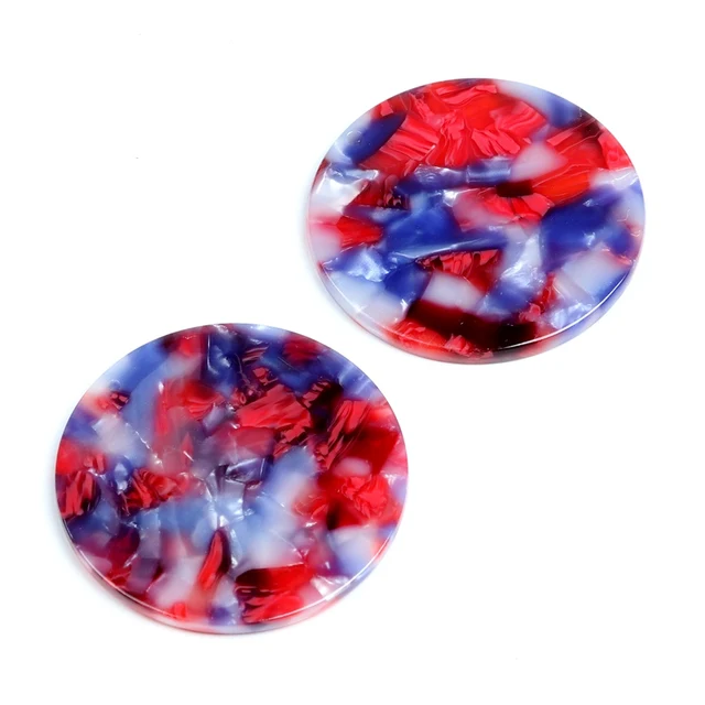 10pcs Tortoise shell acetate acrylic colorful circle charm pendant jewelry earrings findings supplies 40*40mm 1032C