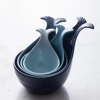 

Japanese Restaurant Ceramic Bowl Whale shape Household Small Dessert Sauce Bowl Creative handle bowl cutlery porcelain bowl