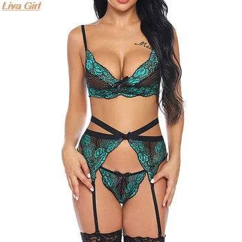 

Women Sexy Bra Set Lace Lingerie Straps Sissy Panty Bandage Set Light and Breathable Underwear Sets Femal