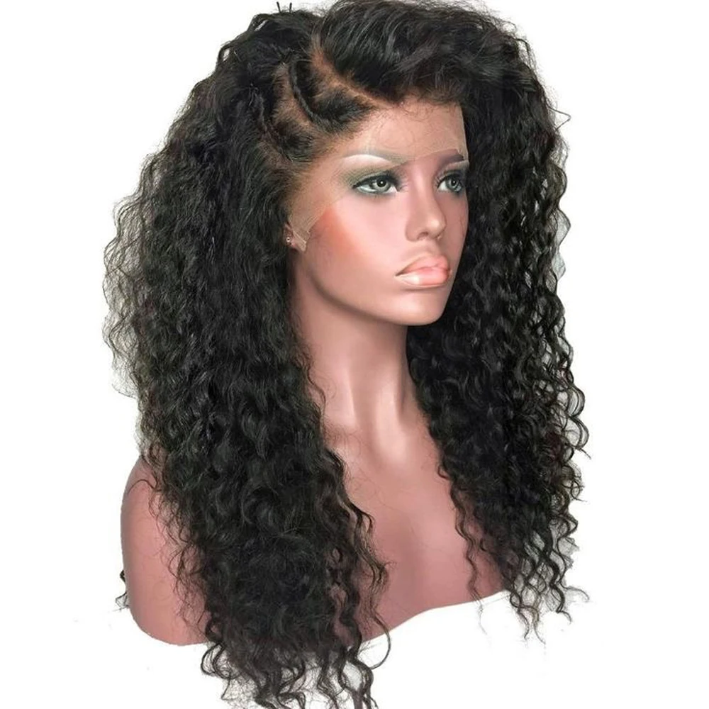 Eversilky полный парик шнурка с волосами младенца предварительно сорвал для черных женщин длинные вьющиеся человеческие волосы парики перуанские прямые волосы парик с шелковой сеточкой