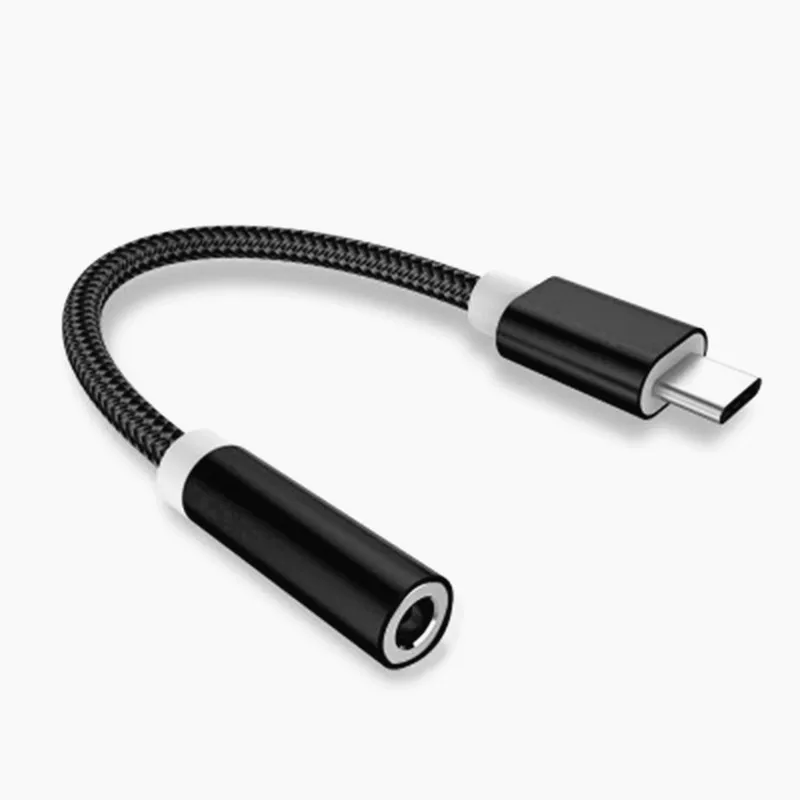 Usb type-C до 3,5 мм разъем для наушников AUX аудио кабель адаптер для samsung LG Nexus Oneplus Nokia Xiaomi huawei type C смартфонов - Color: black