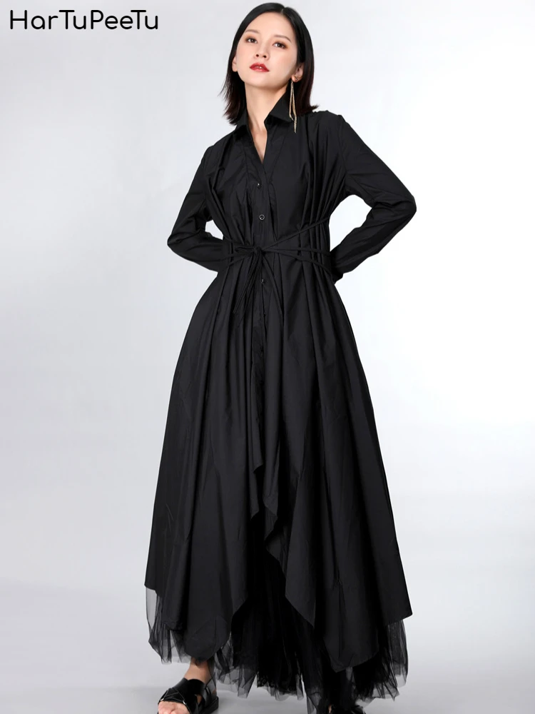 

Chic Shirt Dress Elegant Women for Party Stylish Irregular Wide Cloak Hem Plus Size Fit Dense Good Quality Fabric 2020 Summer