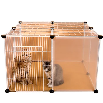 

Pet Playpen Crate Iron Fence Kennel House with Foggy Transparent Plastic Baffle for Duplex Single Layer Dog Gate Kitten Space