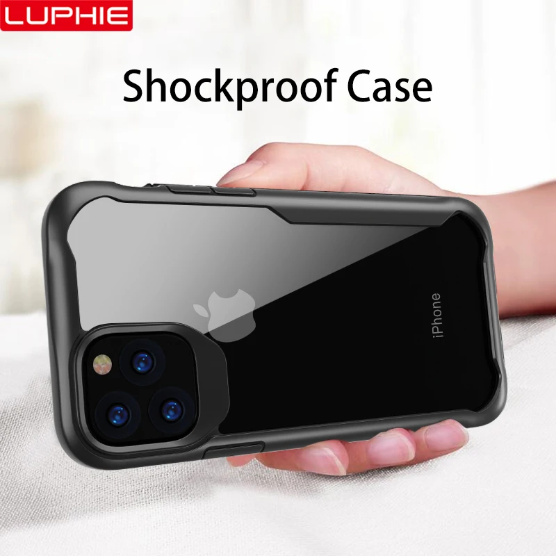 LUPHIE противоударный защитный чехол для iPhone 11 Pro Max Прозрачный X XS XR MAX 6 7 8 Plus
