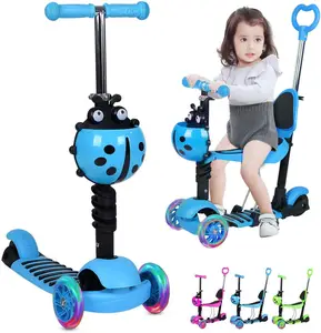 Patineta para niños, scooter de 3 ruedas para niños de 6 años y niñas  aprenden a dirigir, scooter para niños de 4 altura ajustable, cubierta  extra