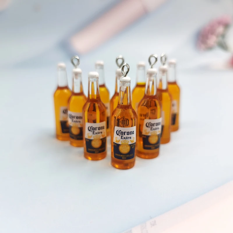 10pcs New Beer Bottle Resin Earring Charms Drinking Bottle for Keychain Necklace Pendant Jewelrry Findings Floating Charm C228