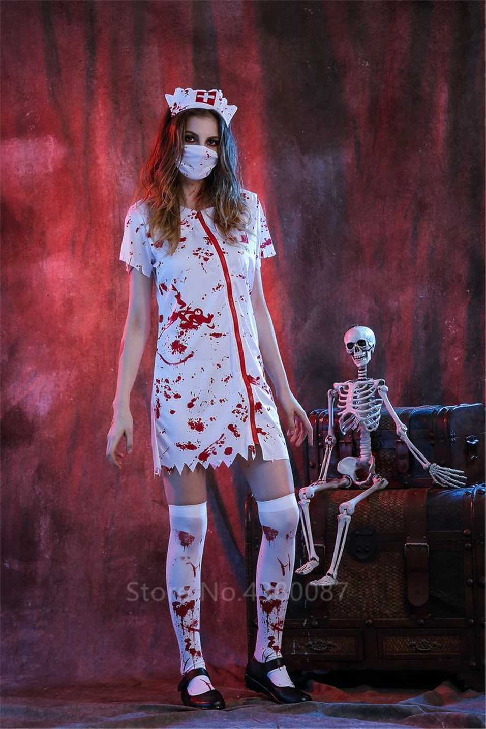 Новые костюмы на Хэллоуин для женщин, взрослых, косплей, жуткая кровавая стена, медсестры, маскарад, маскировка, ужас, зомби, Карнавальная одежда