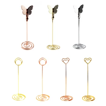

10pcs Table Numbers Holder Wood Place Card Holder Party Wedding Table Name Card Holder Memo Note Card Rose Gold Note Holder