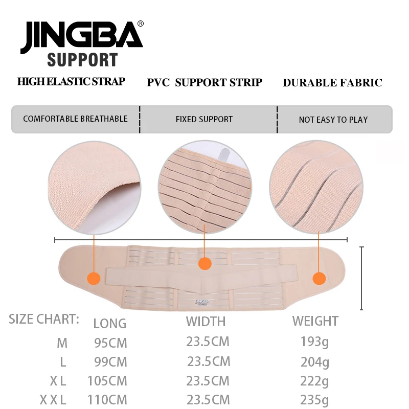 JINGBA SUPPORT Orthopedic Corset Back Support Belt Men Back Brace Belt  Fajas Lumbares Ortopedicas Protection Spine Support Belt Gray M