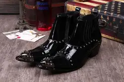Новинка; ковбойские ботинки с острым носком на высоком каблуке в западном стиле; обувь в стиле панк из лакированной кожи для ночного клуба;