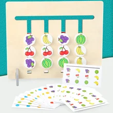 Высокое качество, цветные фрукты, двухсторонняя подходящая игра, деревянная игрушка Монтессори, логическое познание, Детская развивающая игрушка