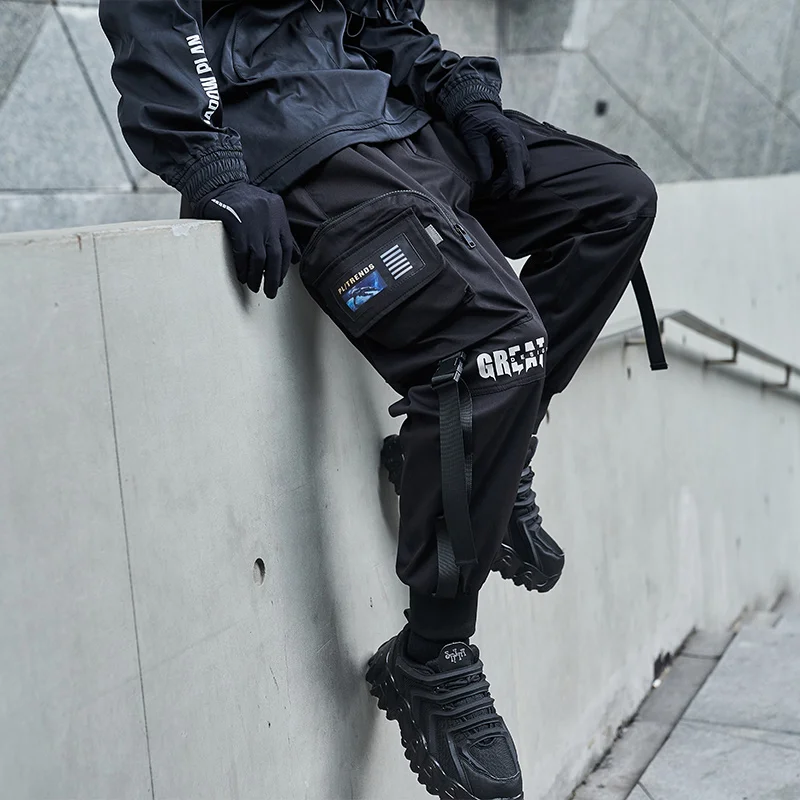 cargo jeans for men Multi-Pocket Cargo Pants Men Harajuku Hip Hop Streetwear Joggers Man Elastic Waist Sweatpants Techwear cargo pants outfit