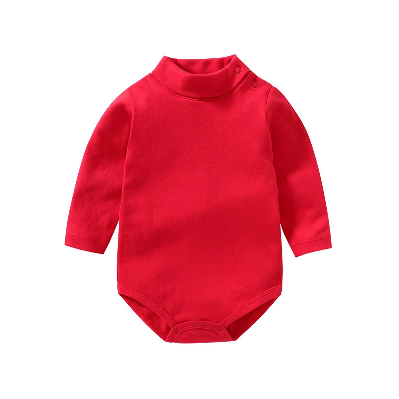 0-3 Yrs Baby Infant Clothing Turtle Neck Cotton Rompers Solid Color Newborn Boys Girls Autumn Winter Long Sleeve Jumpsuit Tops vintage Baby Bodysuits Baby Rompers