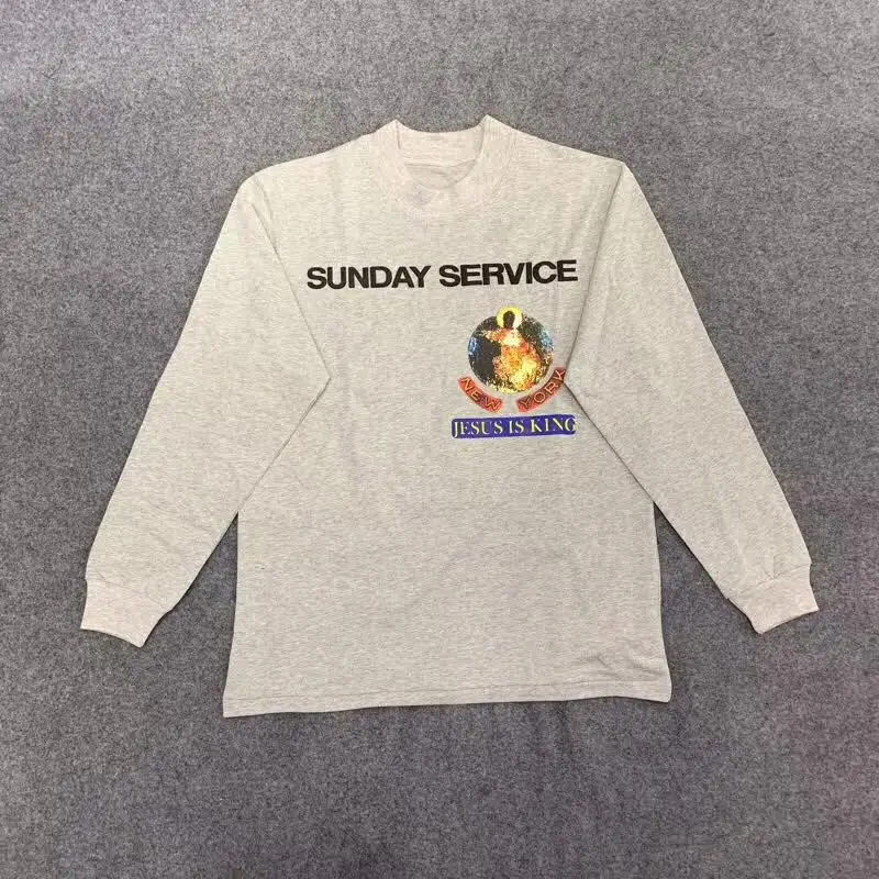 

Kanye West Long Sleeve T Shirt Sunday Service Jesus Is King T Shirts Man Women State Emblem Logo Print Jesus Is King Top Tees