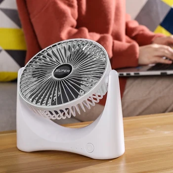 

Small Table Fan With Strong Airflow Quiet Operation Portable Fan Speed Adjustable Head 360Rotatable Mini Fan For Home Office