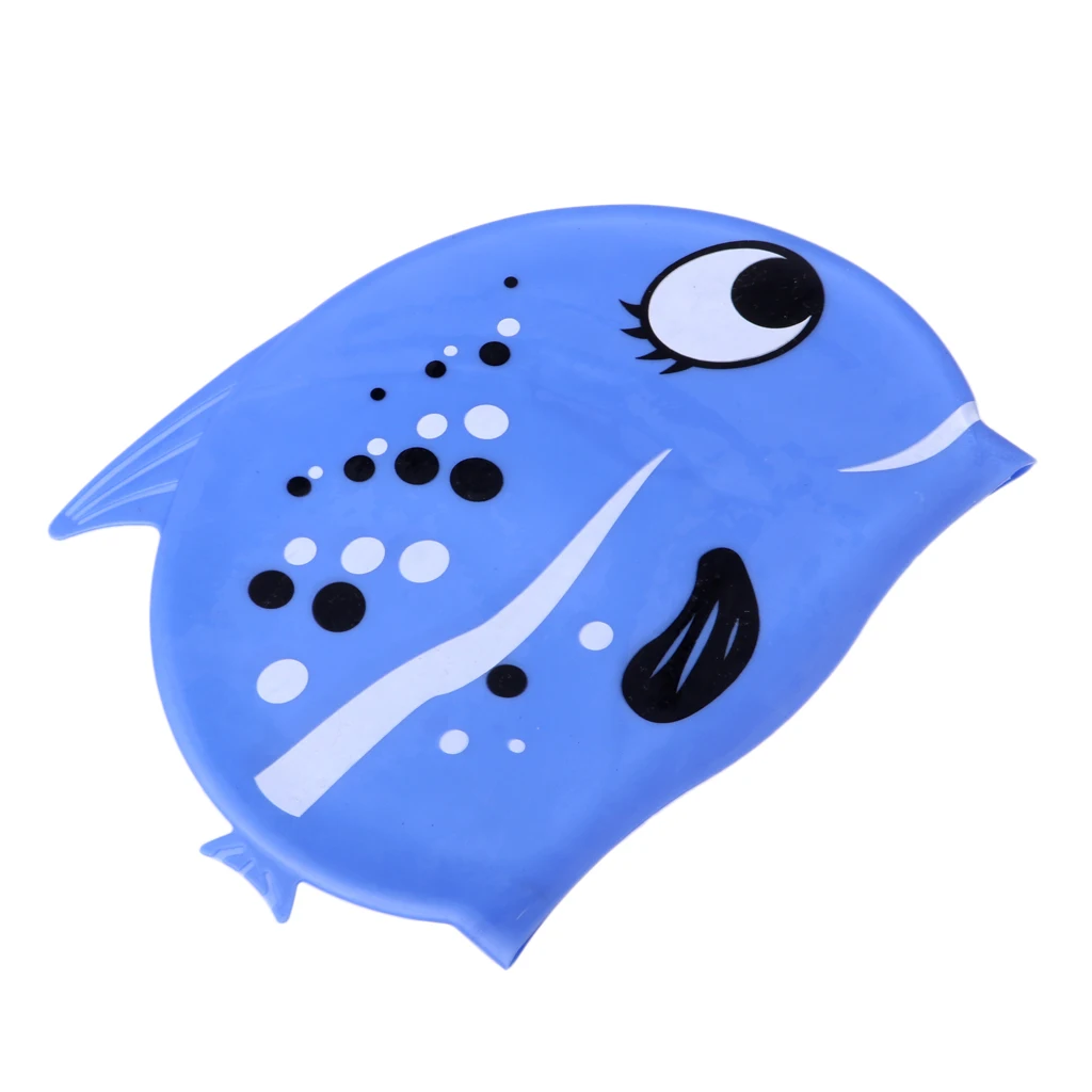Bobofish Blue as de Высокоэластичная Силиконовая Водонепроницаемая Плавательная шапочка, унисекс детский бассейн шапочка силиконовая шапочка для бассейна Водонепроницаемая Милая шапочка для душа - Цвет: Bobofish Blue as de