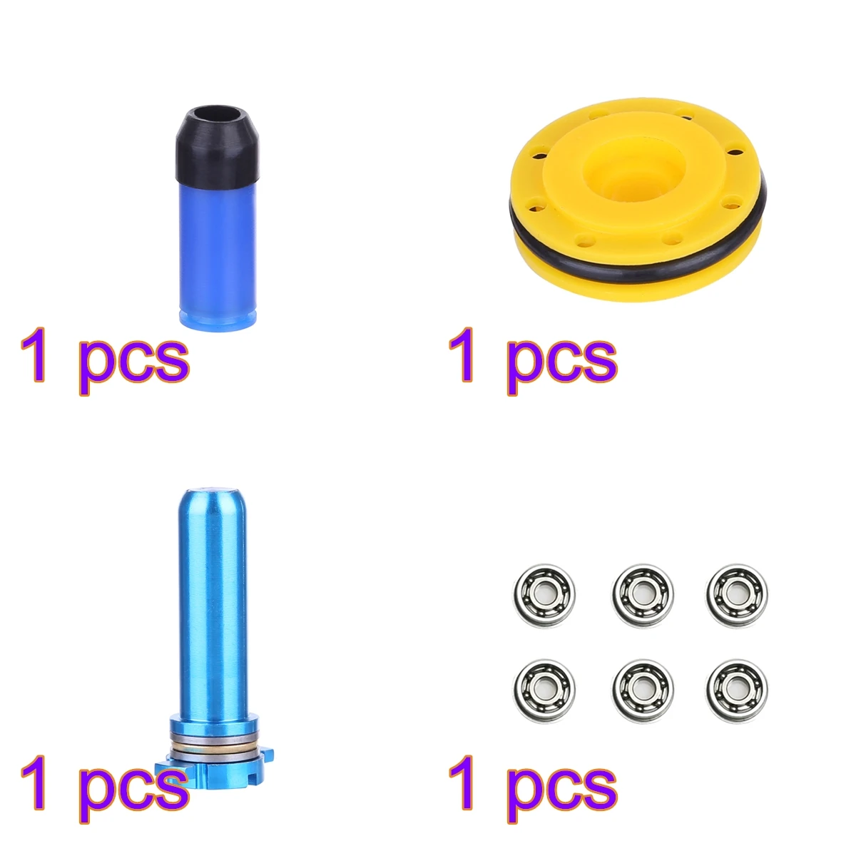 

Airtight Strengthen Air Seal Nozzle +8-holes Piston Head +Spring Guide +6Pcs 8mm Silent Bearing for LH AUG Water Gel Beads