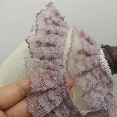 smkoe purple Diy 5 см широкая одежда для малышей, одежда с манжетами, мягкие кружевные плиссированные кружевные аксессуары, 5 м/лот - Цвет: smkoe purple