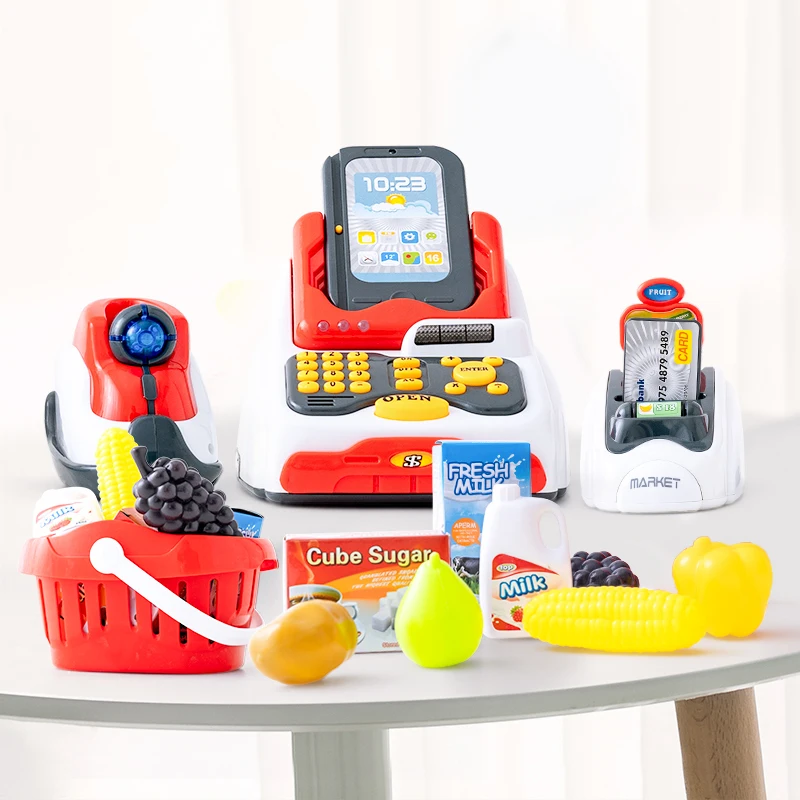 Детский Сияющий кассовый аппарат, детская игрушка, симулятор супермаркета, для покупок, для девочек и мальчиков, машина для распродажи карт, кассовый аппарат