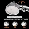 Zloog 3 Modes Adjustable Silver Black Shower Head High Pressure Handheld Showers Pressurized Bathroom Showerhead Set with Hose 3