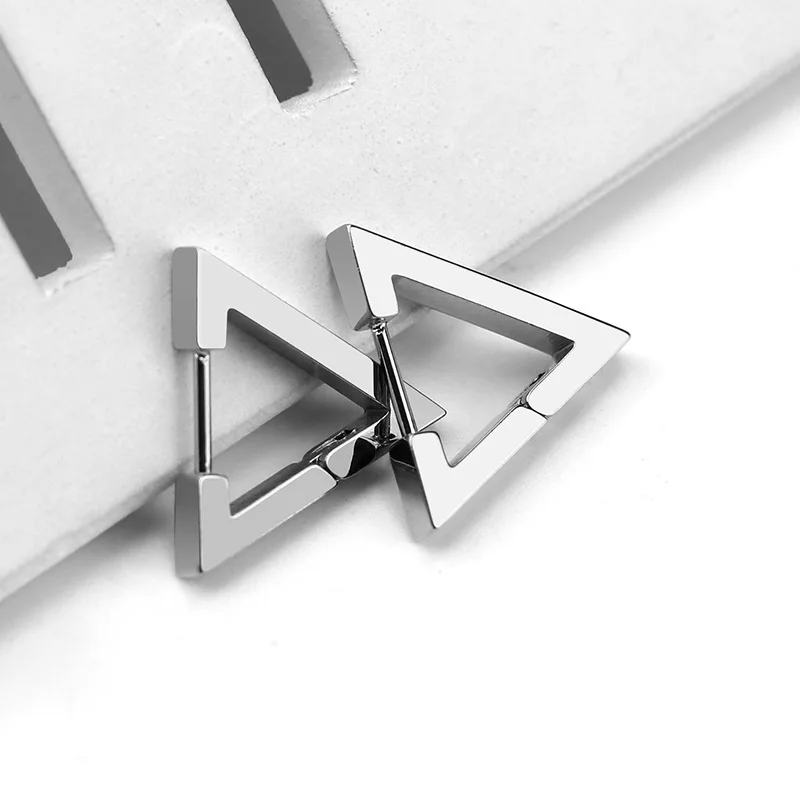 Fashion Personality Geometric Triangle Square Star Heart U Shape Hoop Earrings Men Women Stainless Steel Punk Piercing Jewelry