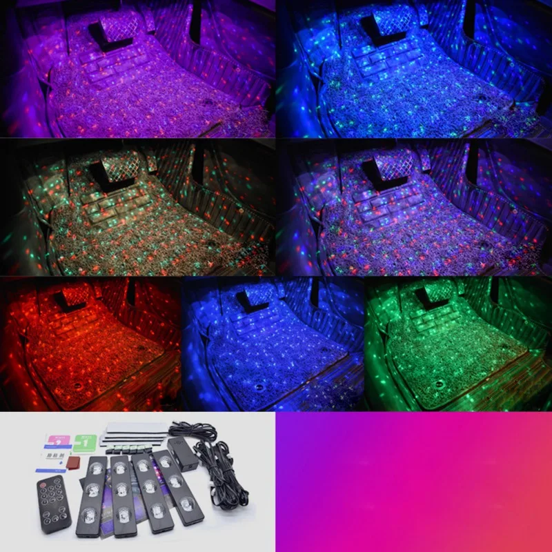 Новая Автомобильная интерьерная атмосферная лампа для ног, RGB красочный музыкальный звук, Ночной светильник, домашний внутренний потолочный декоративный светильник