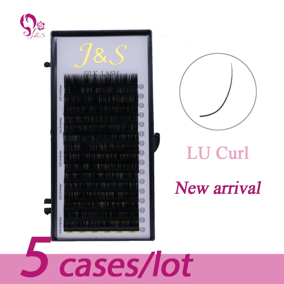 J&S 5 trays/lot false eyelash extension handmade LU curl volume natural 0.05mm 0.07mm 0.10mm soft professional grafting eyelash