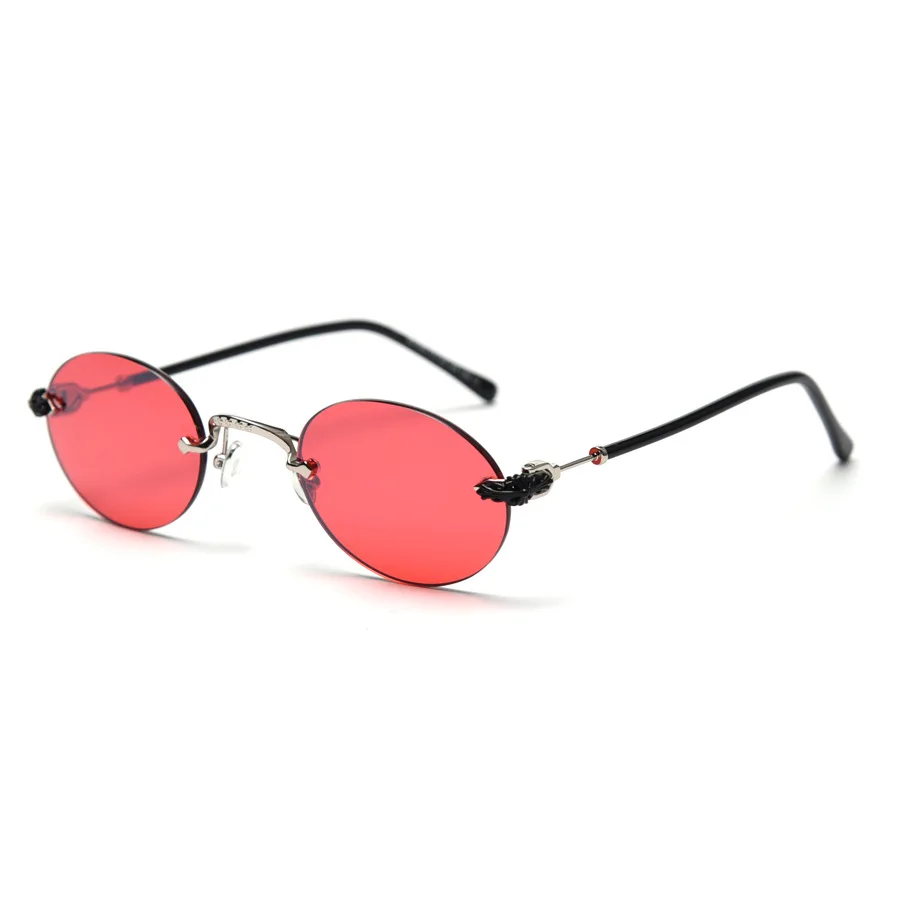 

2020 Steampunk Rimless Sunglasses Women Small Round Luxury Brand Design Sun Glasses Vintage Fashion Eyeware for Men Red UV 400