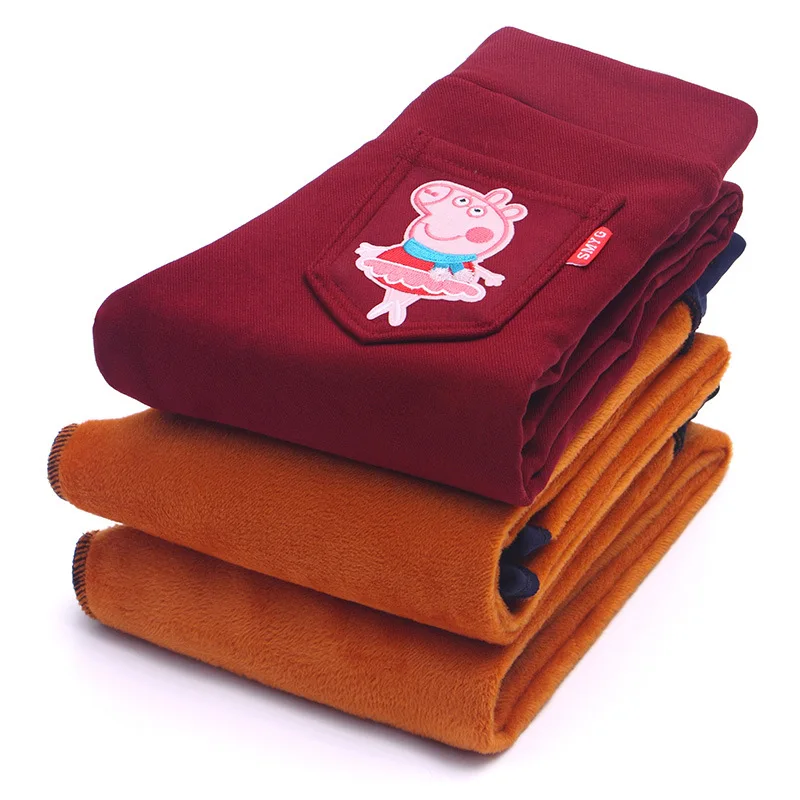 Girls Autumn Winter Leggings Kids Pants with Fleece Children Warm Trousers Velvet Thickening Stretchy Leggings for Girls