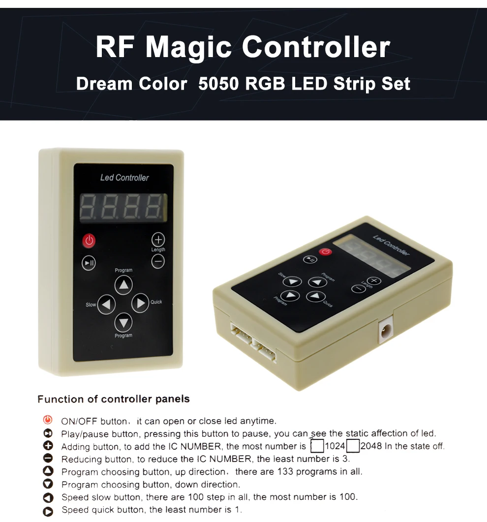 6803 IC чудесный необычный цветной RGB Светодиодные ленты 5050 30 светодиодный/м чеканка огни + 133 программа РФ волшебный регулятор + Мощность