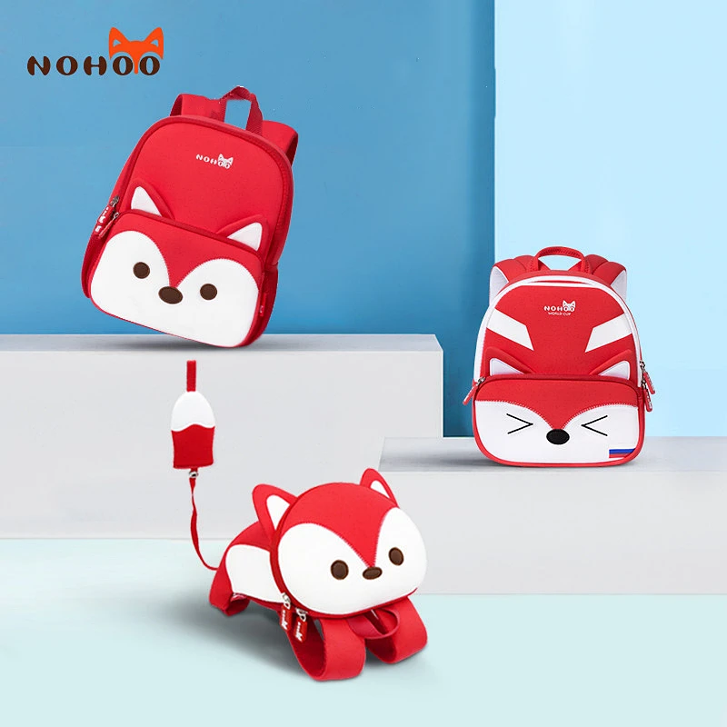 

NOHOO Big Capacity Children School Bags for Girls Cartoon fox backpack Waterproof durable and Breathable school backpack red bag