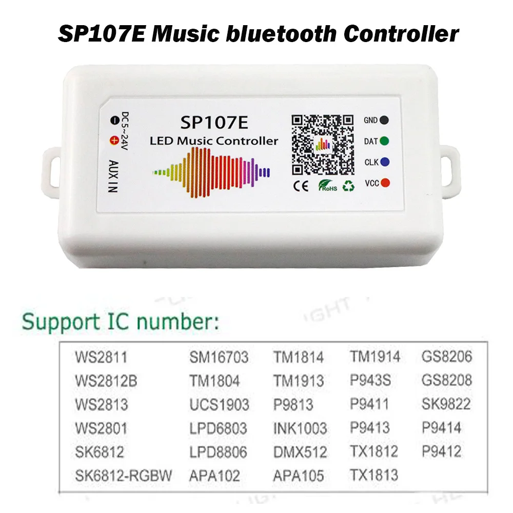 Светодиодный музыкальный контроллер SP107E полноцветный пиксельный IC SPI 5-24 В