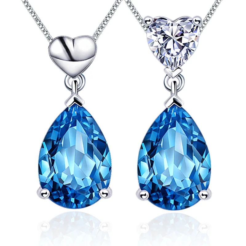 

Женское Ожерелье-чокер из серебра 925 пробы с голубым камнем овальной формы