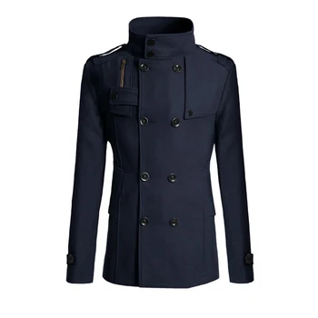 

Men's Woolen Coat Jacket Men's Slim Fit Mid-length New Style Woolen Cloth Trench Coat MEN'S Outerwear N3