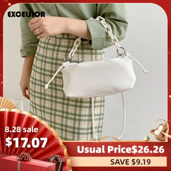 

EXCELSIOR Chic Women's Bags New Shoulder Messenger Bag for Women 2020 Solid Color Crossbody Bag Acrylic Chain