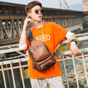 

Men's Bag Leisure Single Shoulder Messenger Bag Outdoor Sports Chest Bag Street Large Capacity Bag
