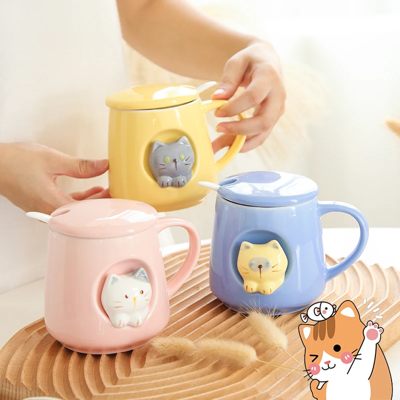 Cute Cartoon Kitty Cat Braised Beaker Thermos Cup with Spoon with Handle  316 Stainless Steel Portable Girls Lunch Box - AliExpress