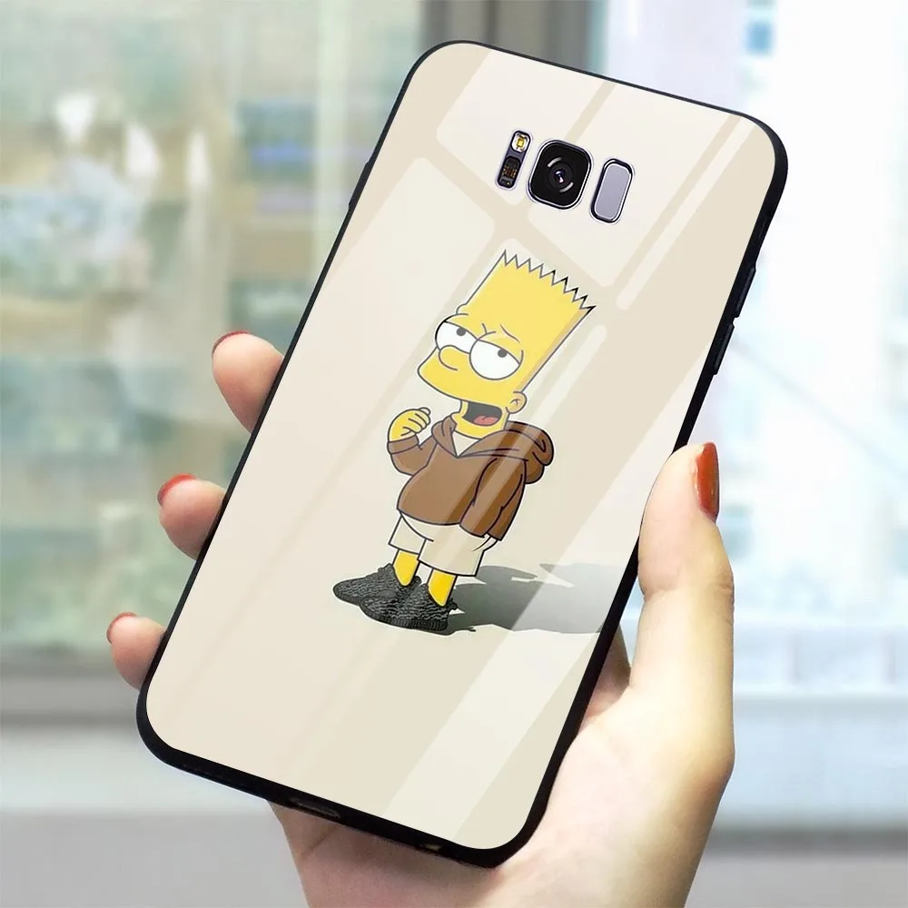 Чехол для телефона Galaxy A40 чехол из закаленного стекла с аниме Simpsons Note 8 9 S7 Edge S8 S9 Plus