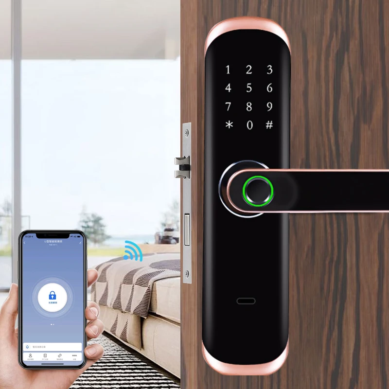 Умный дверной замок с Wi-Fi сенсорным экраном паролем IC-картой и механическим