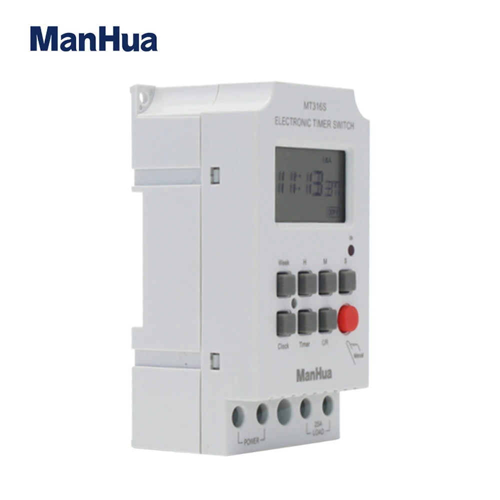 ManHua MT316S 220VAC 25A Din Rail Programmable Electronic Timer For Universal Electric Appliance Digital Timer Switch 3
