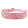 Rhinestone Dog Collar 3 Rows Suede Leather Diamante Cat Puppy Collars 5 Colors For Small Medium Dogs Chihuahua Yorkshire  ► Photo 3/6