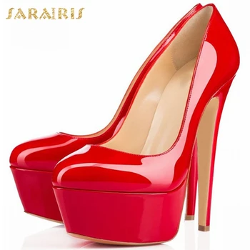 

Sarairis 2020 New Design Hot Sexy Thin High Heels Party Pumps Woman Shoes Platform Slip On Concise Lady Shoes Women Pumps Female