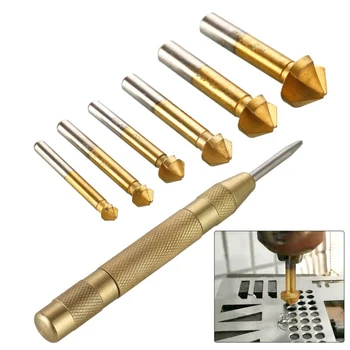

3 Flutes Chamfers Cutters Countersink+Center Punch Replacement For Wood Metal